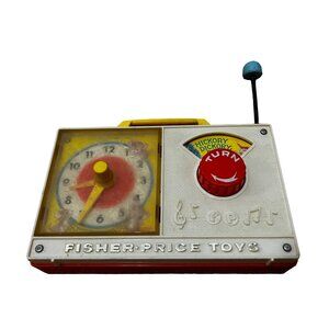 Vintage Fisher Price 1971 Hickory Dickory Dock Clock Radio 107 Wind Up Music Toy